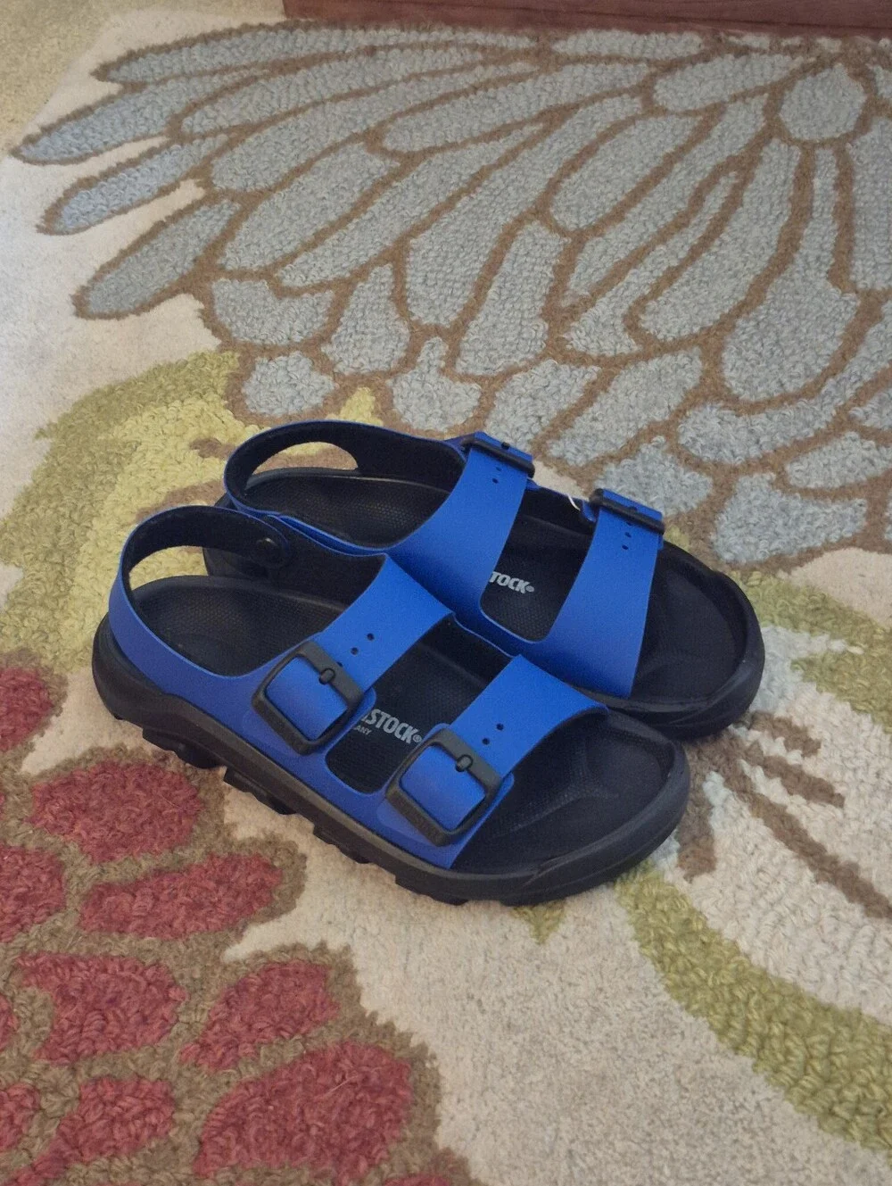 NWT Little Boys Or Girls Blue Birkenstock Sandals Size 3, Mogami Birko-Flor